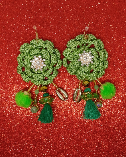 Háčkované  dizajnové náušnice "Ateliér dizajnu"